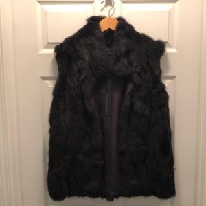 NWT Pologeorgis navy rabbit fur vest
